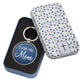 Metal Keyring in Tinbox: I Love You Mom, Round, Blue