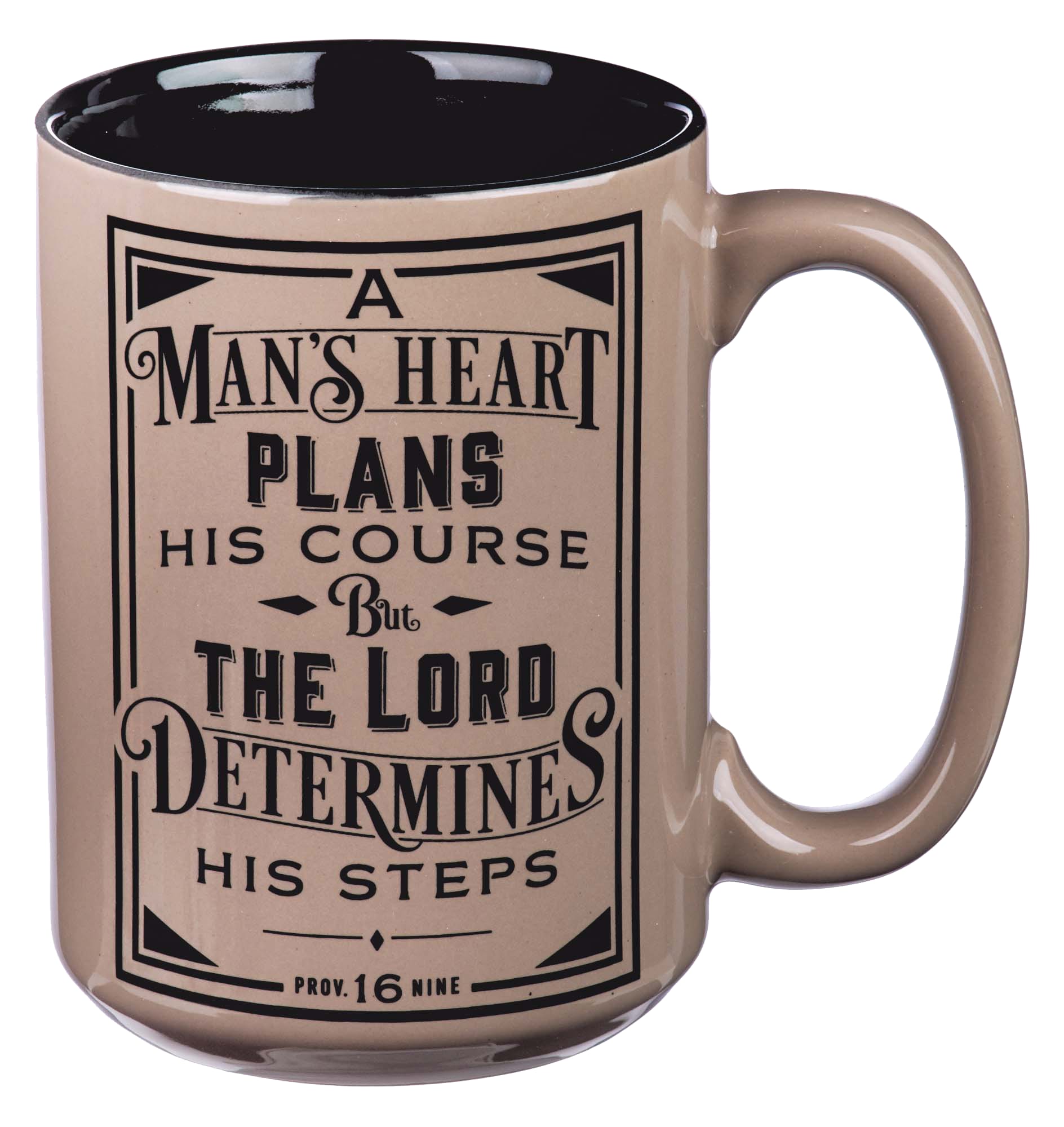 Ceramic Mug a Man's Heart ,Prov 16: 9, tan/brown (414ml) (A Man's Heart Collection)