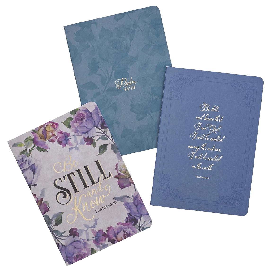 Notebook : Be Still (Ps 46:10) Purple Floral (Set of 3) (Be Still And Know Collection)