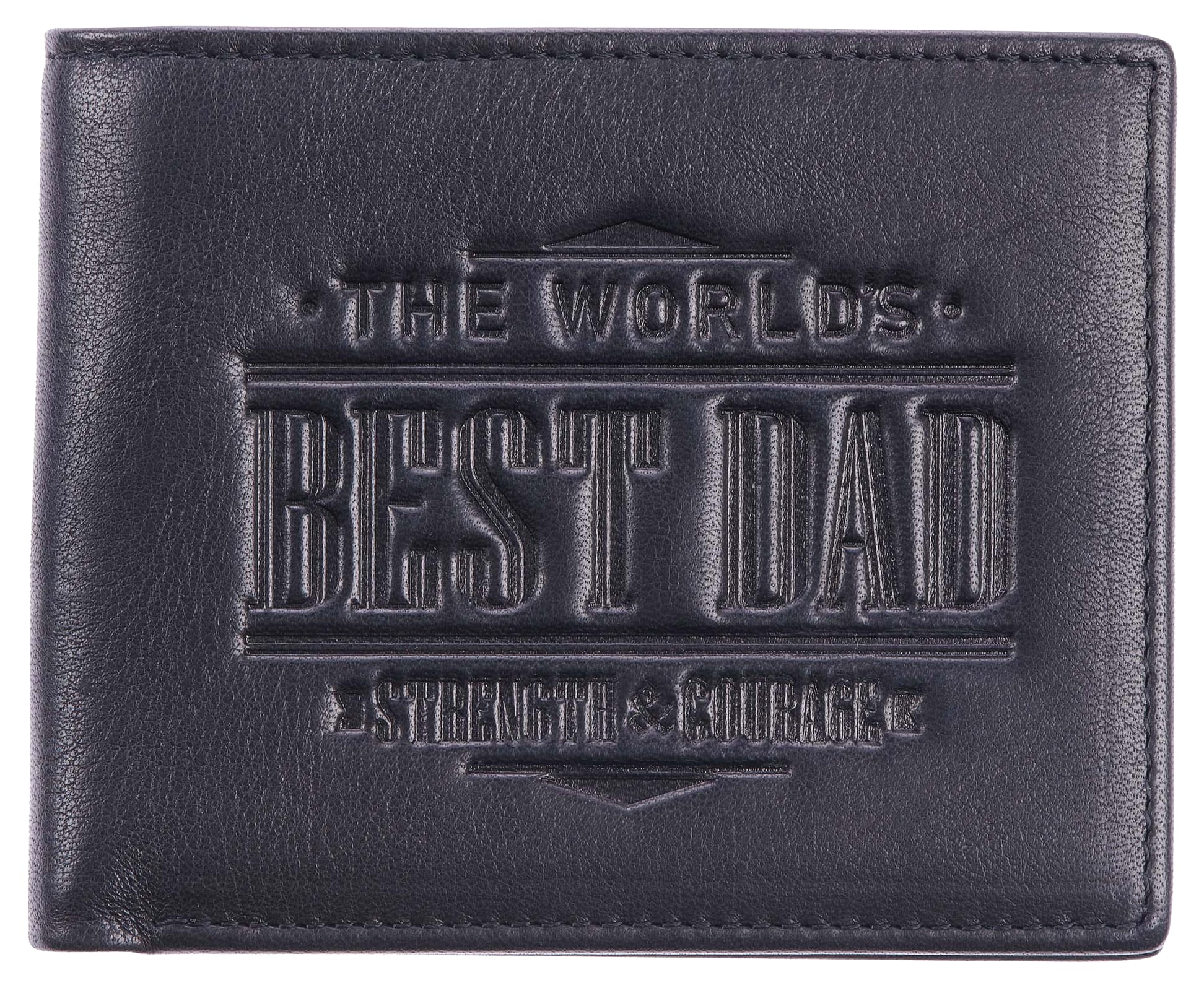 Leather Wallet: The World's Best Dad Strength & Courage, Bi-Fold, Rfid-blocking, gift boxed