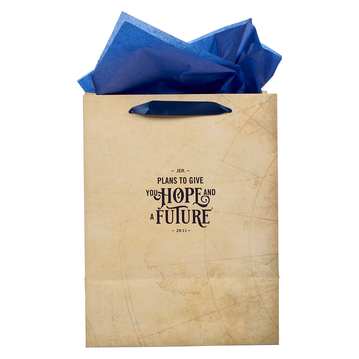 Gift Bag Large Portrait: Desires of Your Heart Card Says Congrats Grad! (Psalm 20:4)