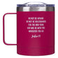Camp Style Stainless Steel Mug: Be Strong & Courageous (Jos 1:9) Magenta (325ml)