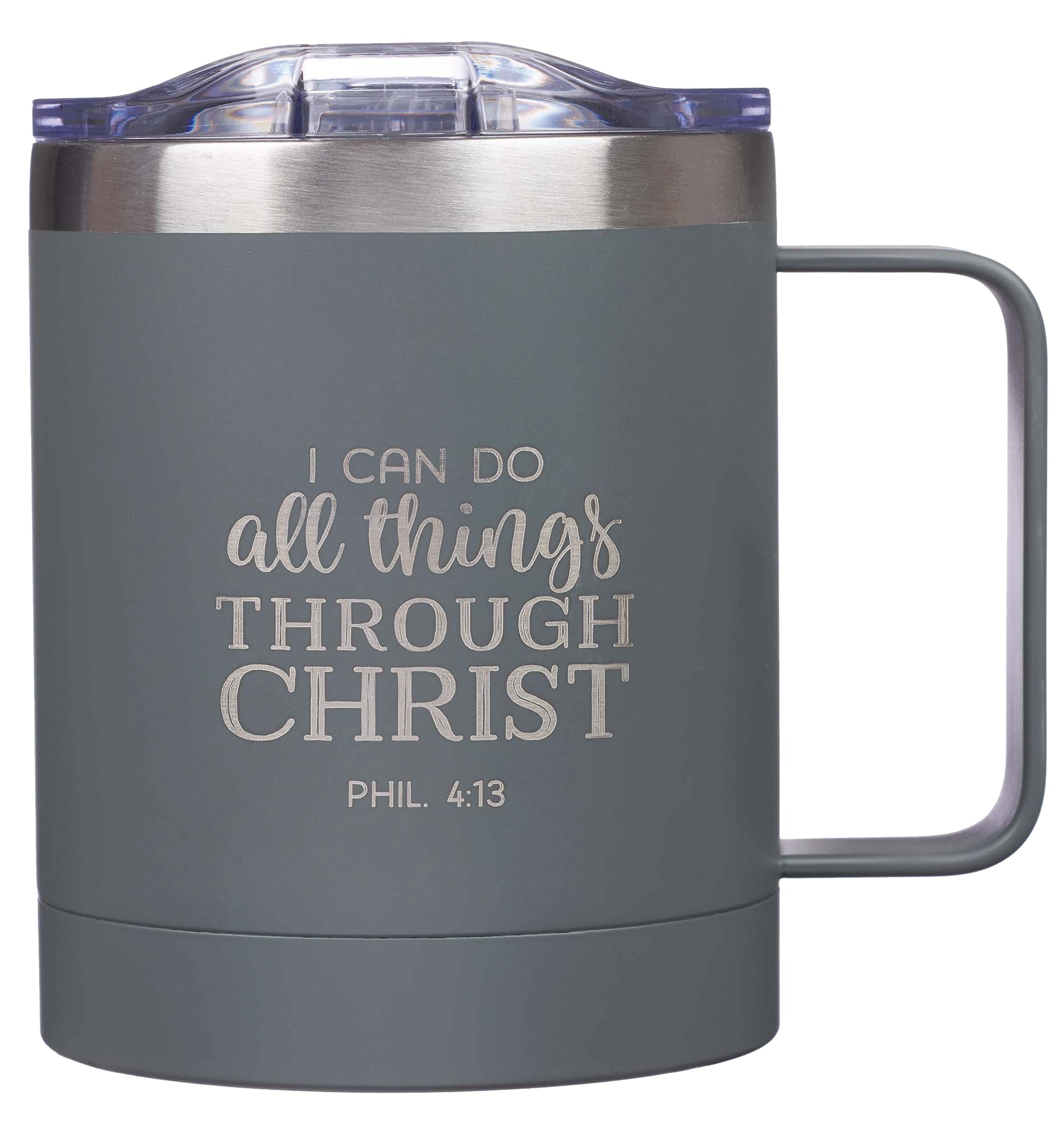 Camp Style Stainless Steel Mug: All Things (Phil 4:13) Gray (325ml)