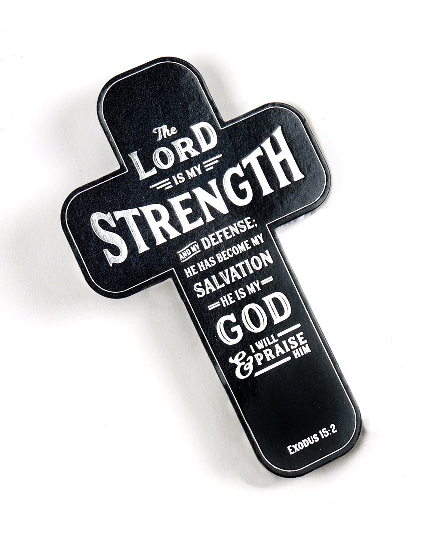 Bookmark Cross-Shaped: The Lord is My Strength Black (Exodus 15:2)