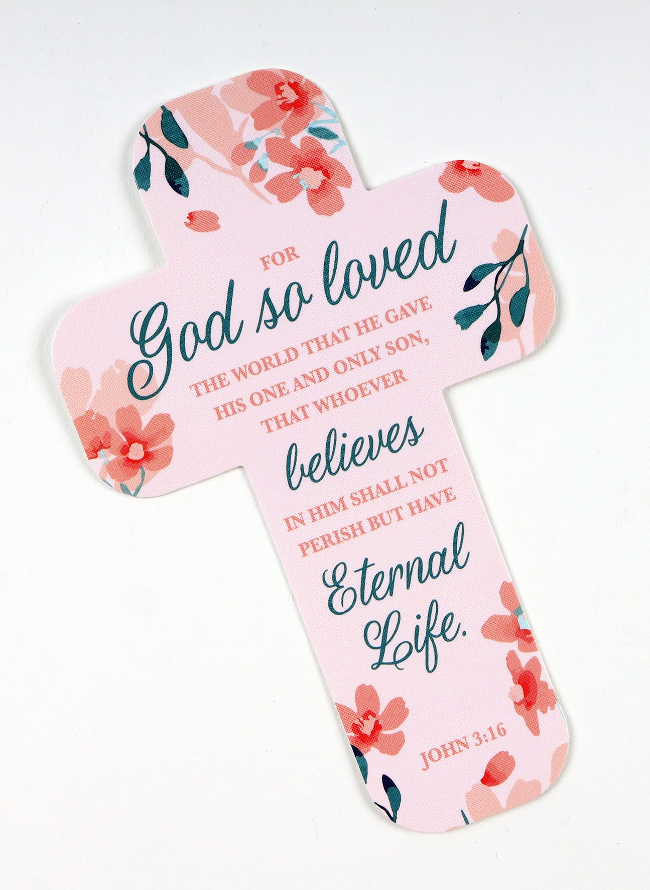 Bookmark Cross-Shaped: John 3:16, Pink