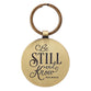 Keyring in Tin: Be Still Purple Floral Gold (Ps 46:10) (Be Still And Know Collection)