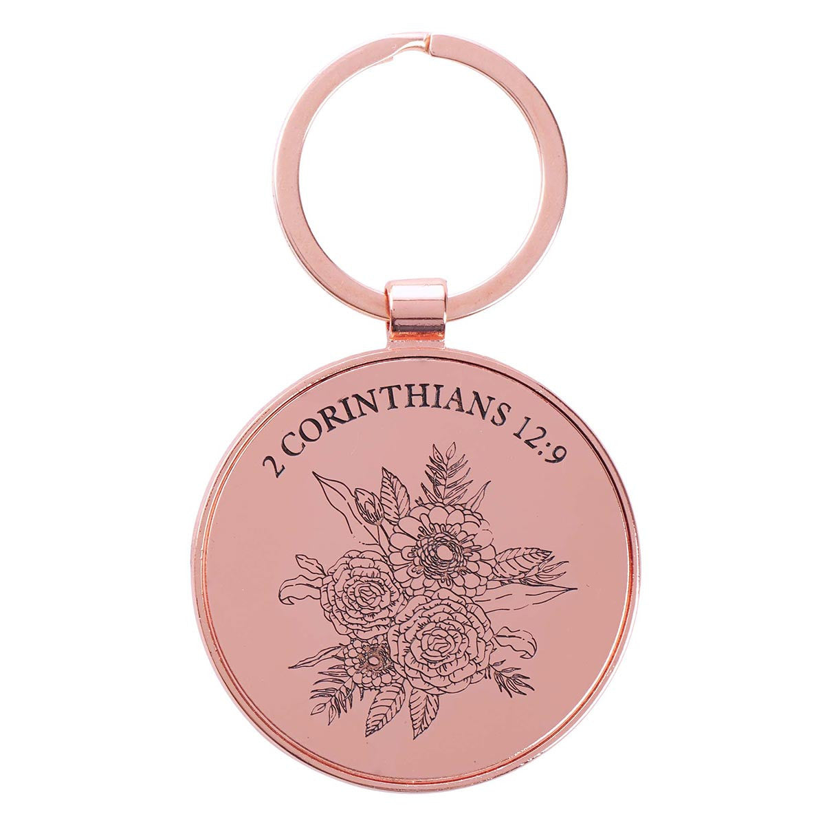 Keyring in Tin: Grace Burgundy Rose Gold (2 Cor 12:9) (His Grace Is Enough Collection)