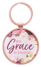 Keyring in Tin: Grace Burgundy Rose Gold (2 Cor 12:9) (His Grace Is Enough Collection)