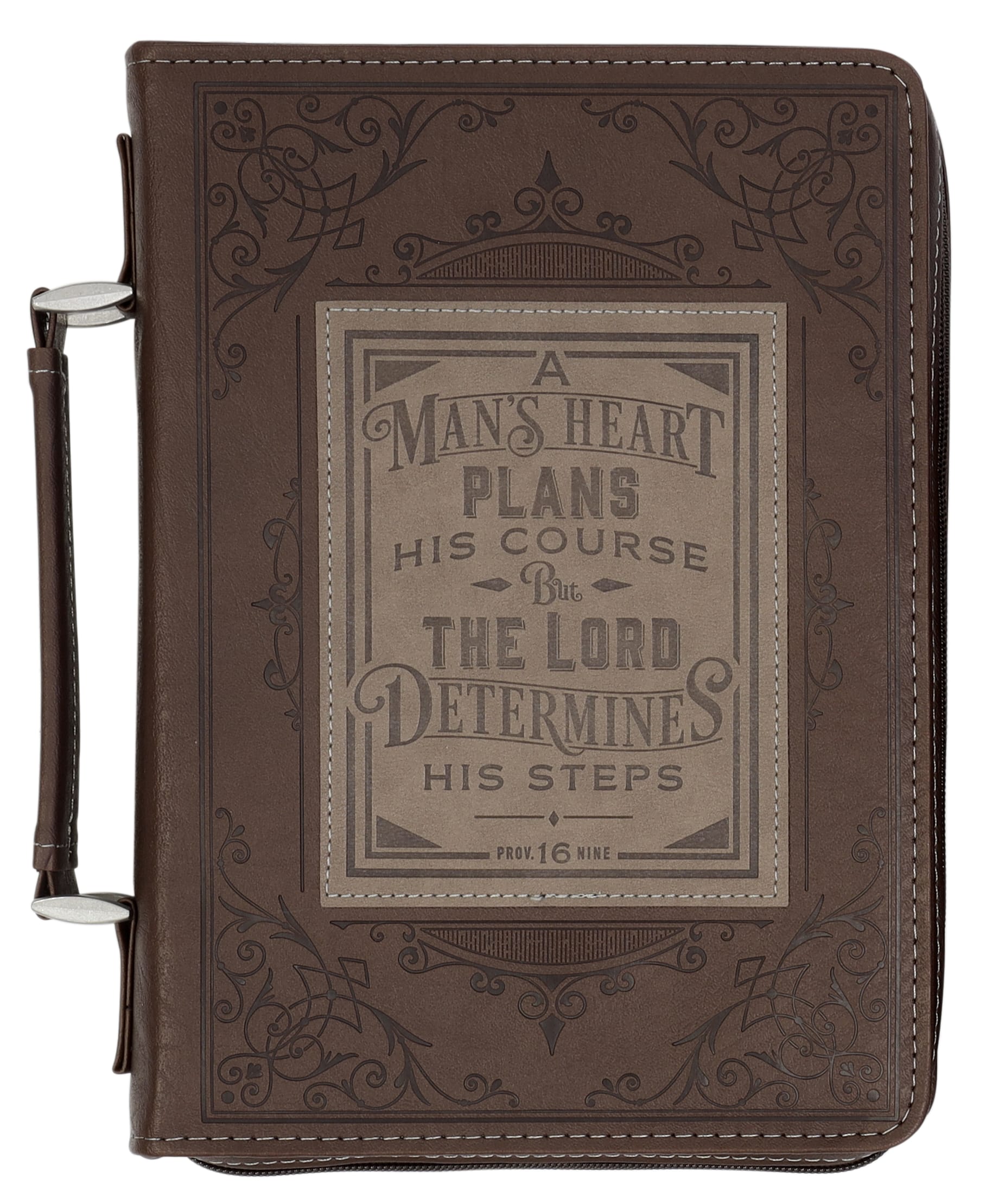 Bible Cover Large: A Man's Heart Brown (Prov 16:9) (A Man's Heart Collection)