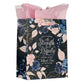 Gift Bag Medium: She is Clothed With Strength Navy/Pink (Prov 31:25)