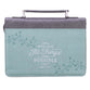 Bible Cover Large: With God All Things Teal (Matt 19:26)