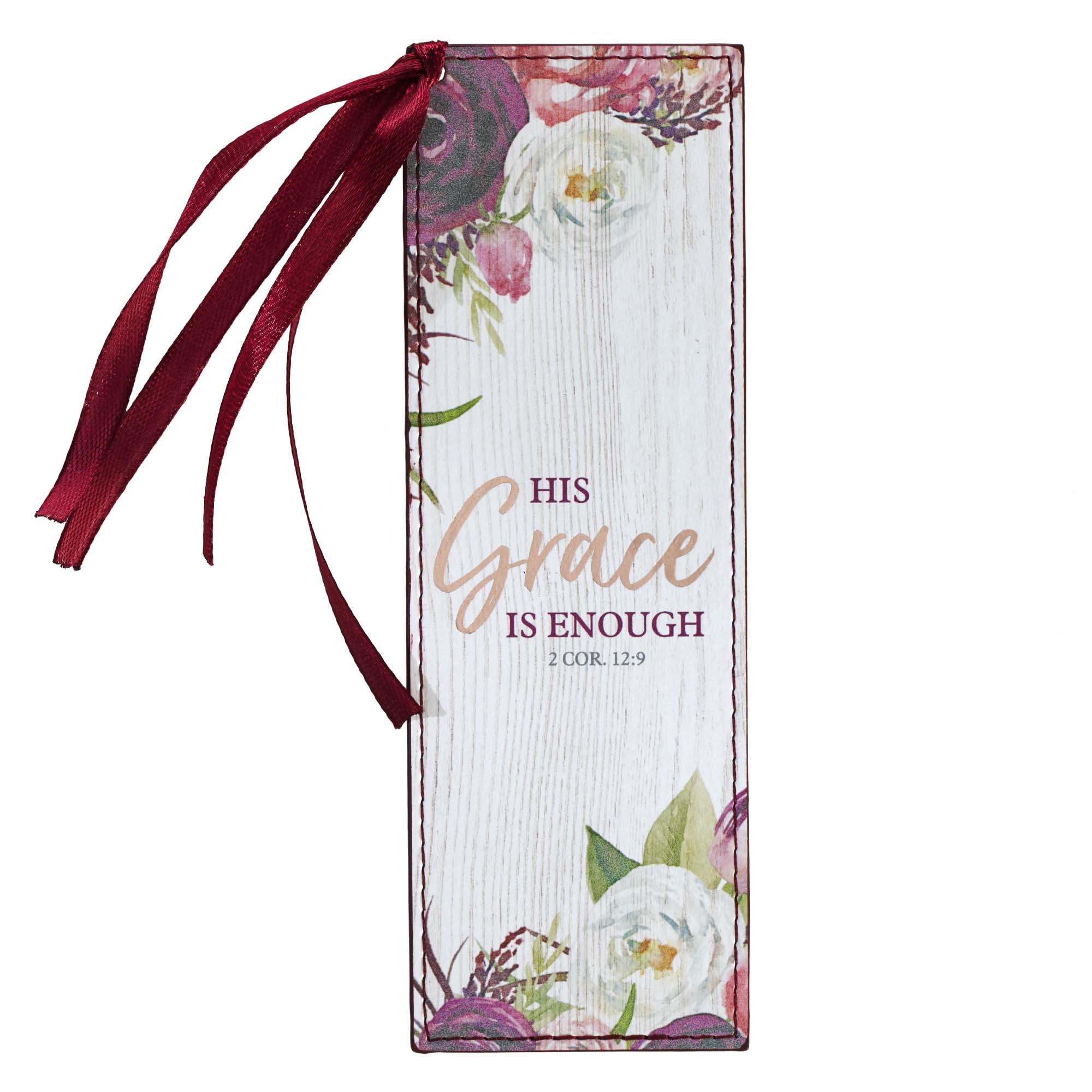 Bookmark With Tassel: His Grace is Enough Burgundy (2 Cor 12:9) (His Grace Is Enough Collection)