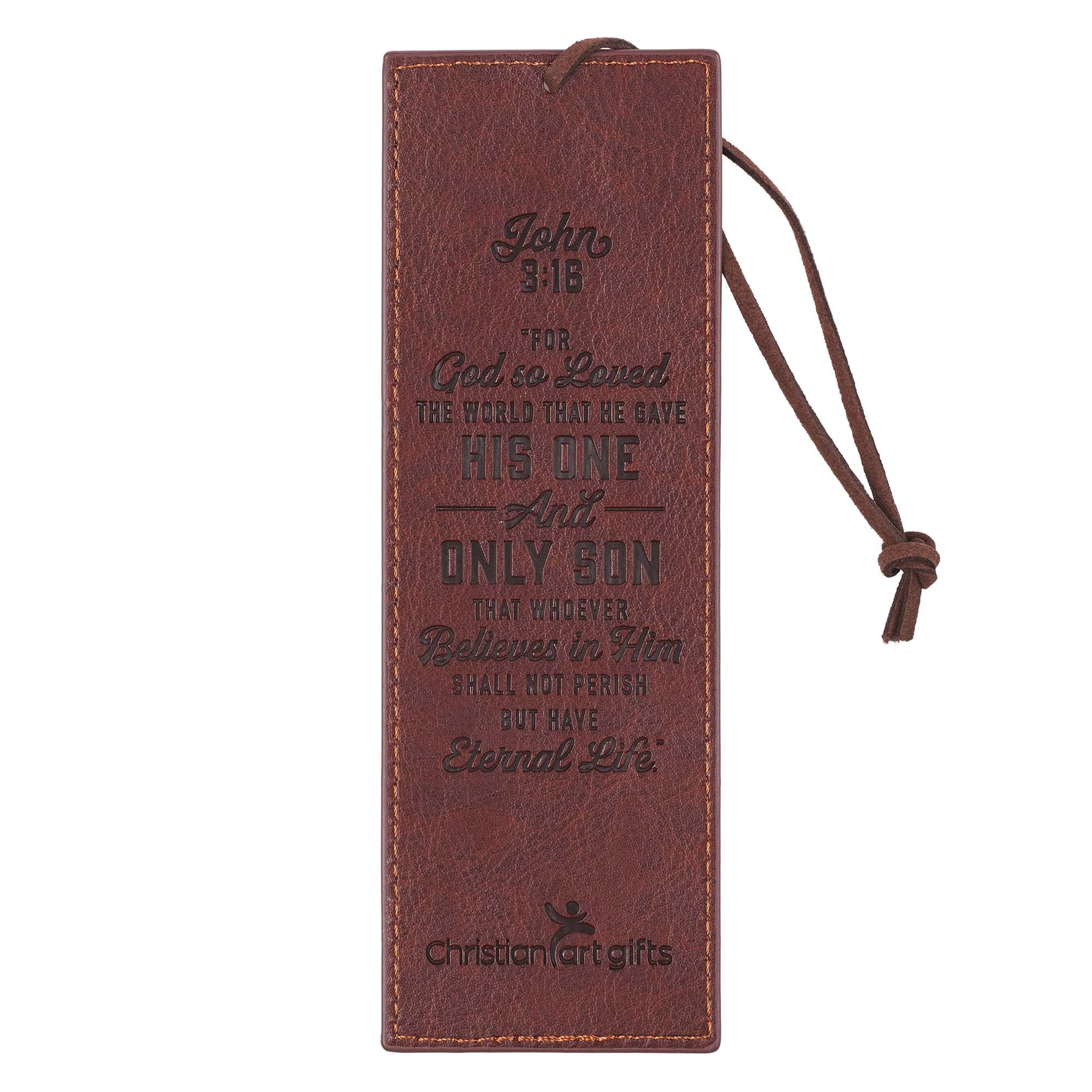 J3: 16  Bookmark With Tassel  Brown Cross (John 3 16) (John 3 16 Collection)