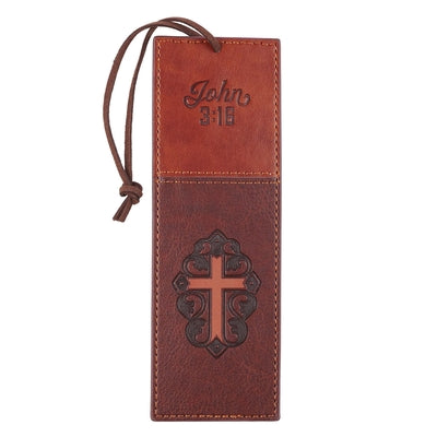 J3: 16  Bookmark With Tassel  Brown Cross (John 3 16) (John 3 16 Collection)