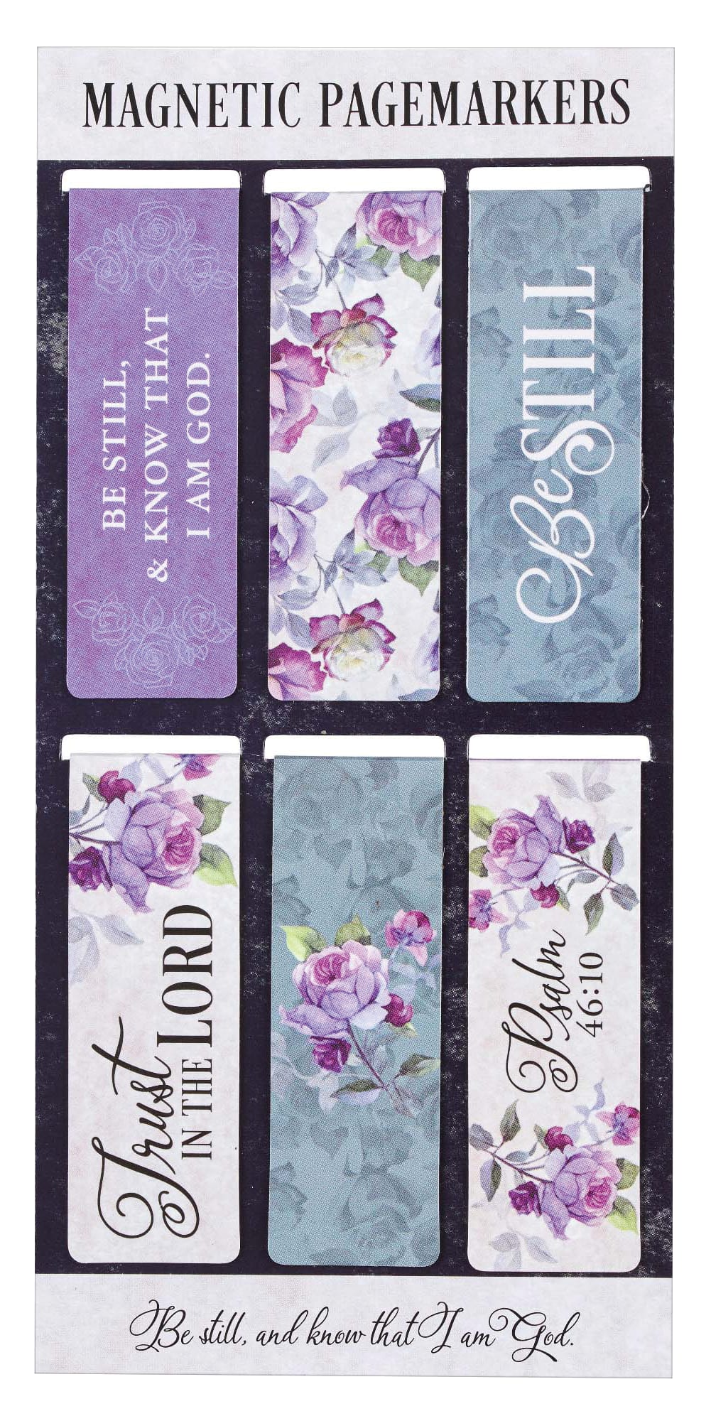 Bookmark Magnetic (Set of 6): Be Still, Purple Floral, Psalm 46:10 (Be Still and Know Collection)