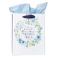 Gift Bag, Medium Blue Flowers and Bird, Includes Tissue and Gift Tag (Proverbs 27: 9) (Sweet Friendship Collection)