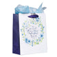 Gift Bag, Medium Blue Flowers and Bird, Includes Tissue and Gift Tag (Proverbs 27: 9) (Sweet Friendship Collection)