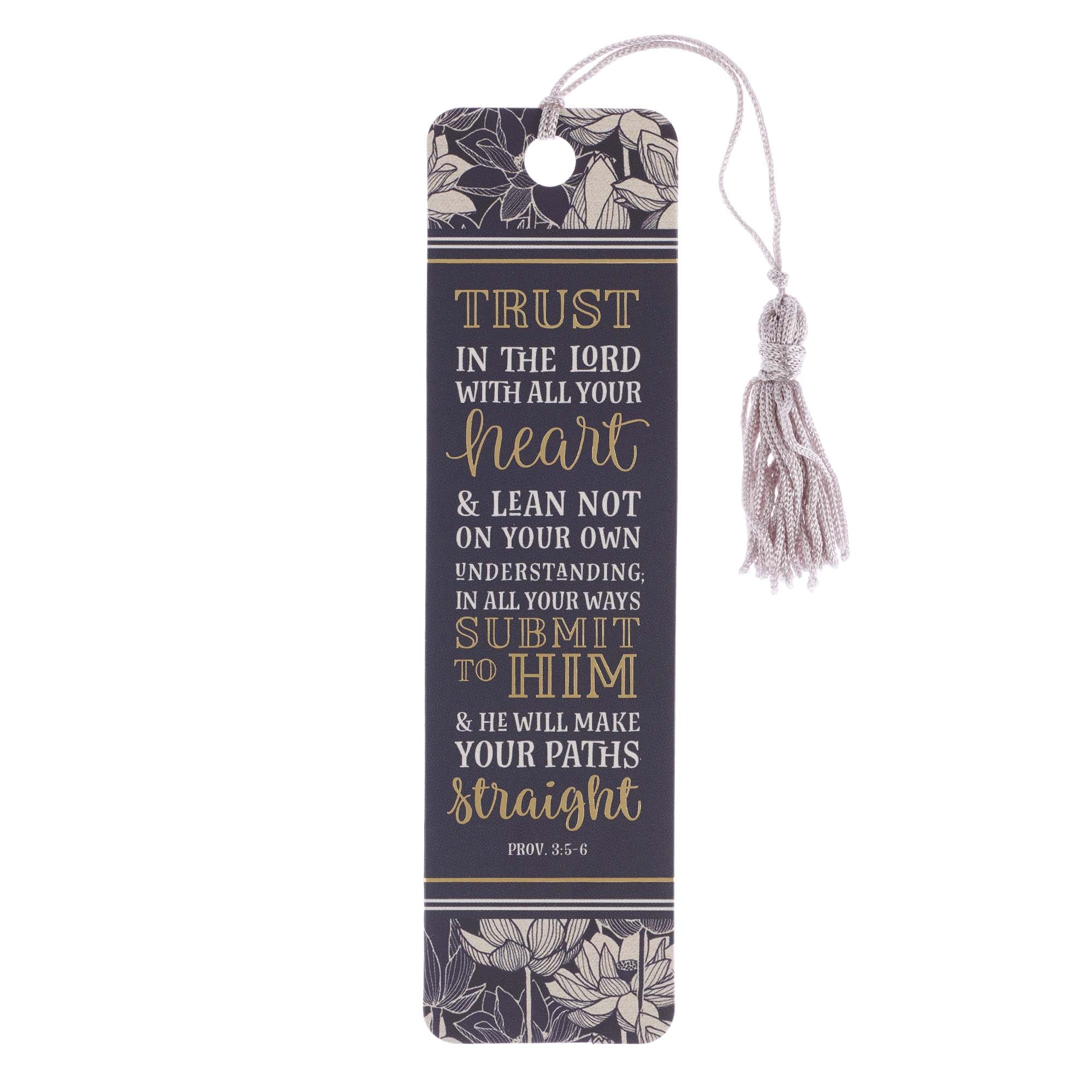 Bookmark With Tassel: Trust in the Lord, Navy