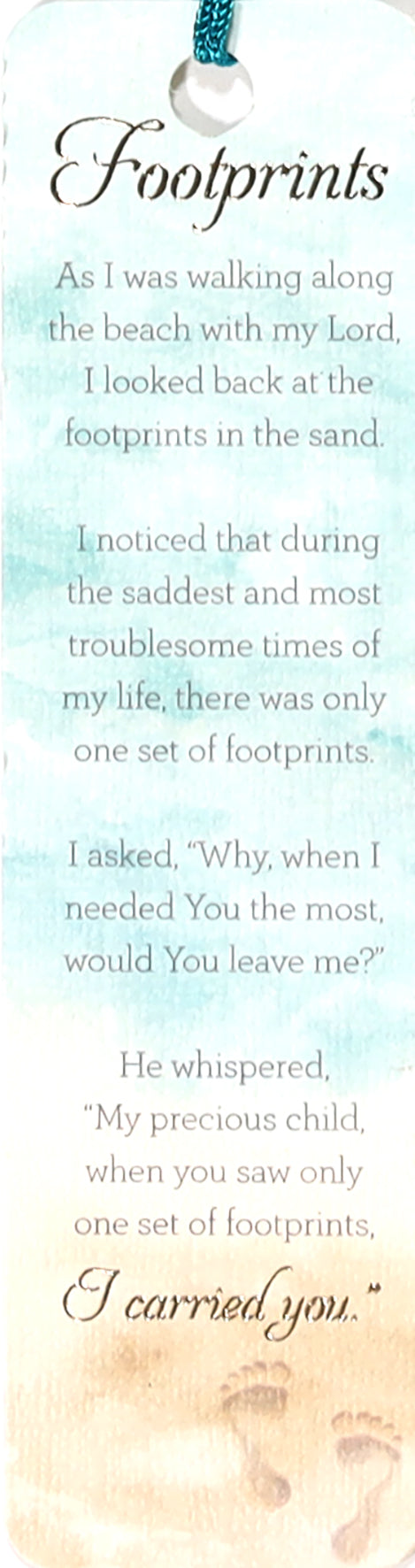 Bookmark With Tassel: Footprints, Beach