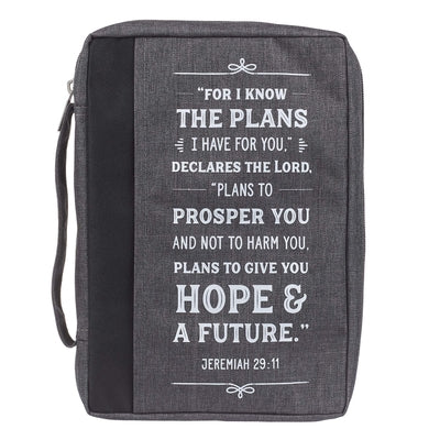Bible Cover Large: I Know the Plans, Gray Poly-Canvas