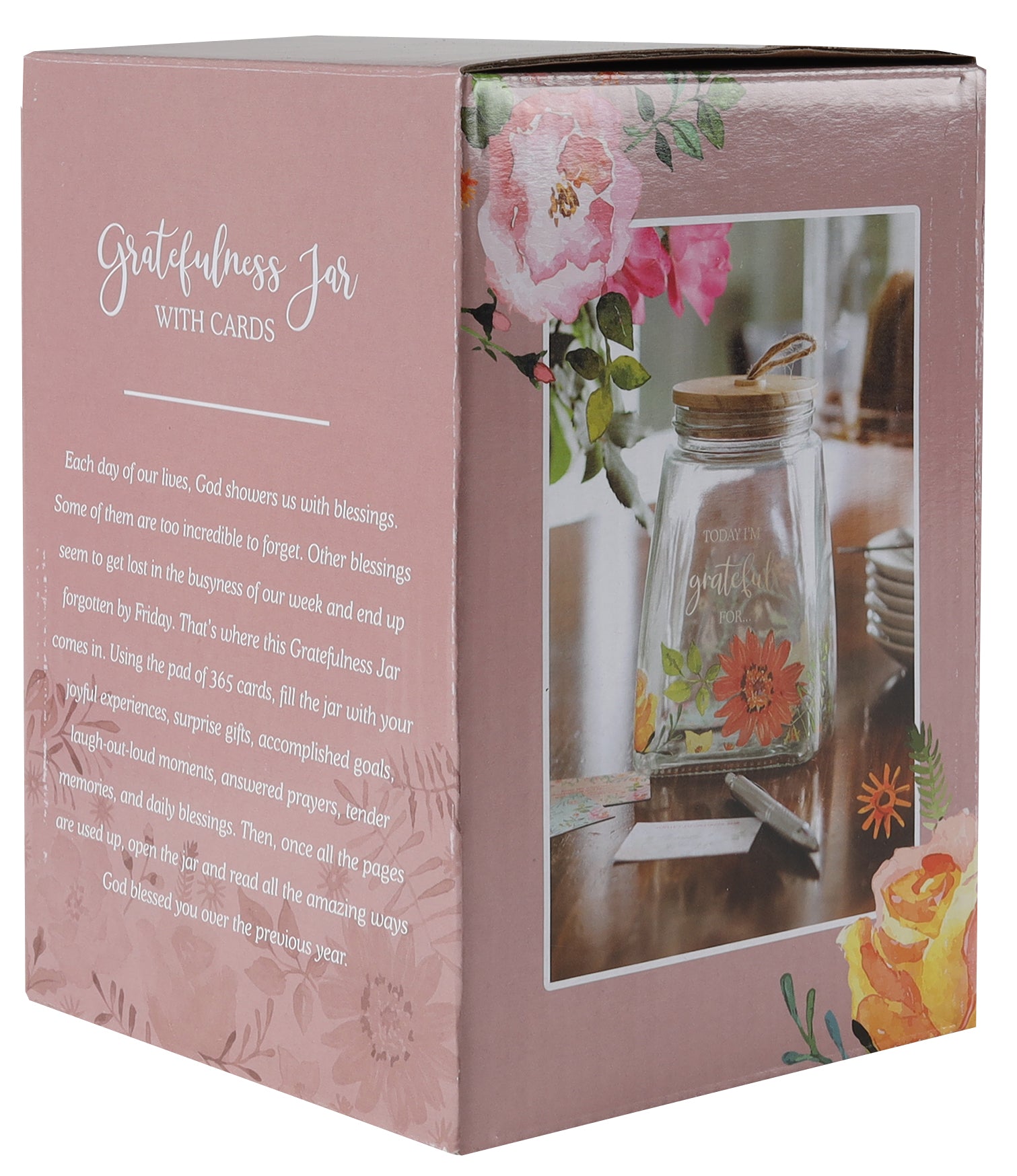 Gratitude Jar With Cards: Today I Am Grateful For, Glass With Bamboo Lid