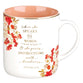 Ceramic Mug When She speaks, Proverbs 31: 26, earthy pink and red floral, foil accents (When She Speaks Collection)