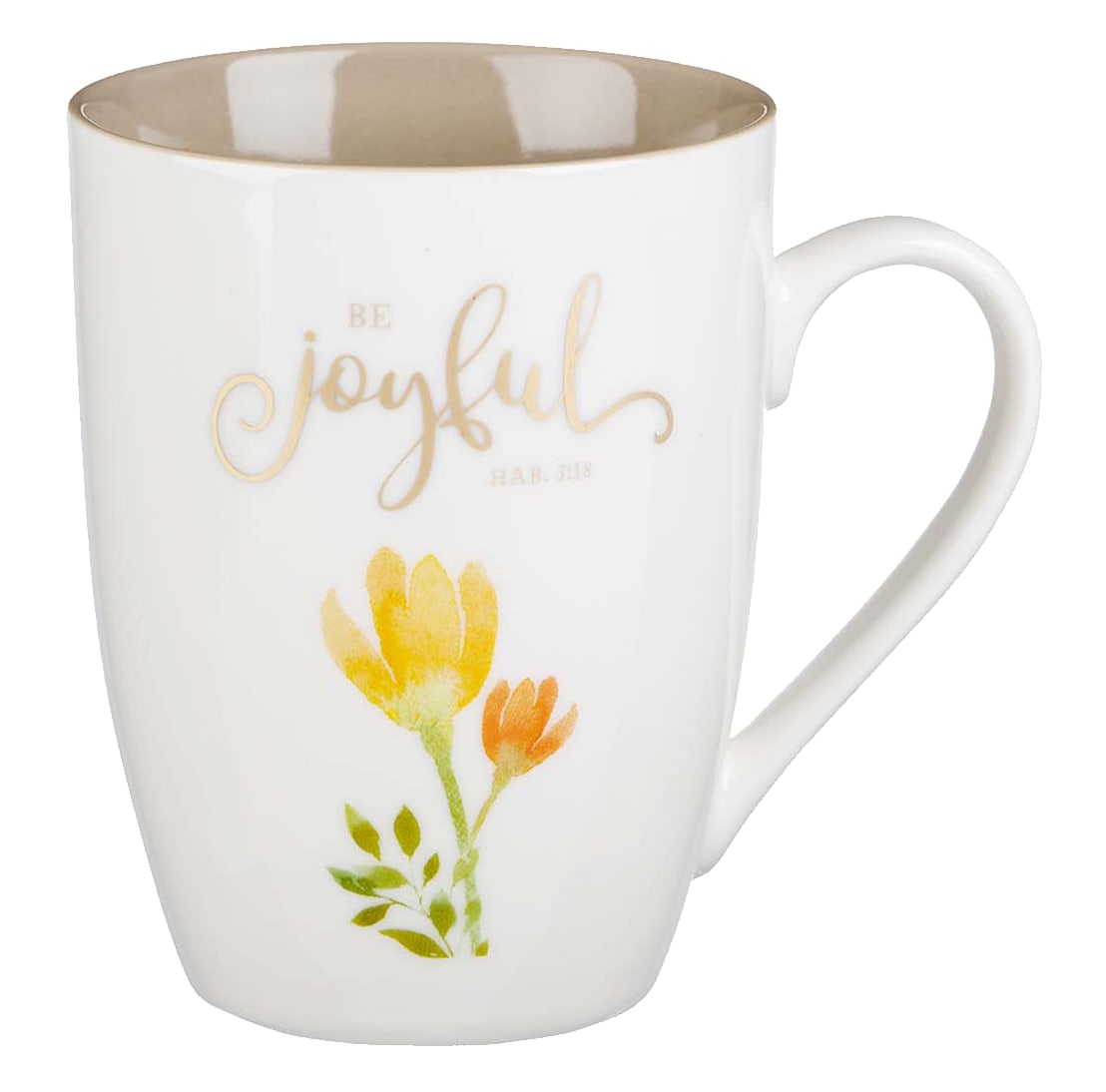 Ceramic Mugs (Set of 4) 355ml: Floral, Faithful Grateful Thankful Joyful (Grateful Collection)