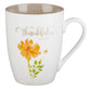 Ceramic Mugs (Set of 4) 355ml: Floral, Faithful Grateful Thankful Joyful (Grateful Collection)