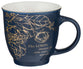 Ceramic Mugs (set of 2): Floral Blue & White With Gold (The Lord, He Has Made) (414 ml)