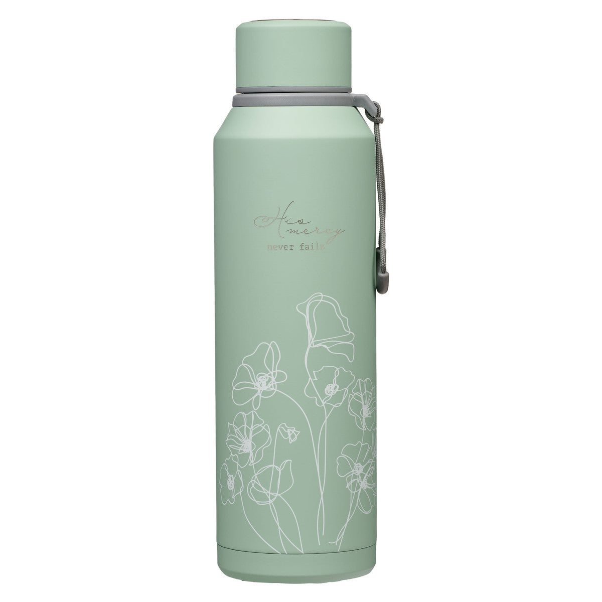 Water Bottle, Stainless Steel (710 ml): His Mercy Never Fails (Pastel Meadow Collection)