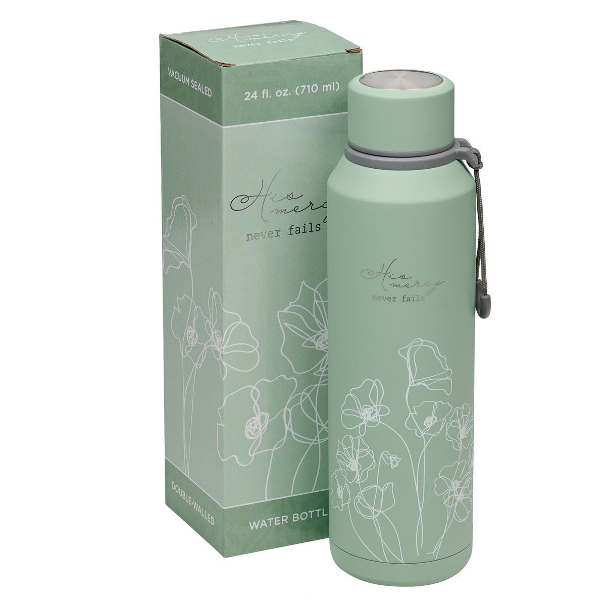 Water Bottle, Stainless Steel (710 ml): His Mercy Never Fails (Pastel Meadow Collection)