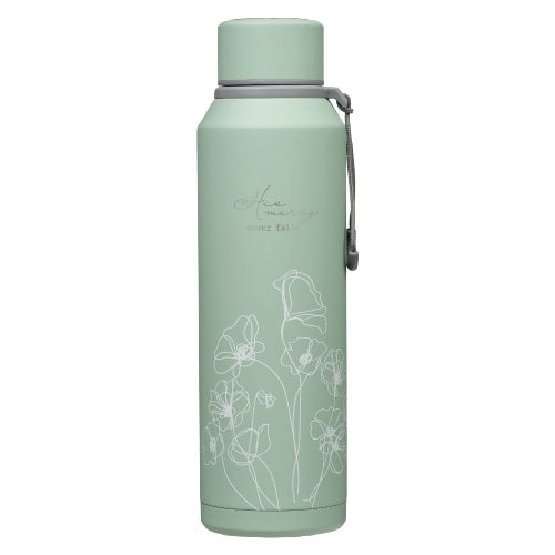 Water Bottle, Stainless Steel (710 ml): His Mercy Never Fails (Pastel Meadow Collection)
