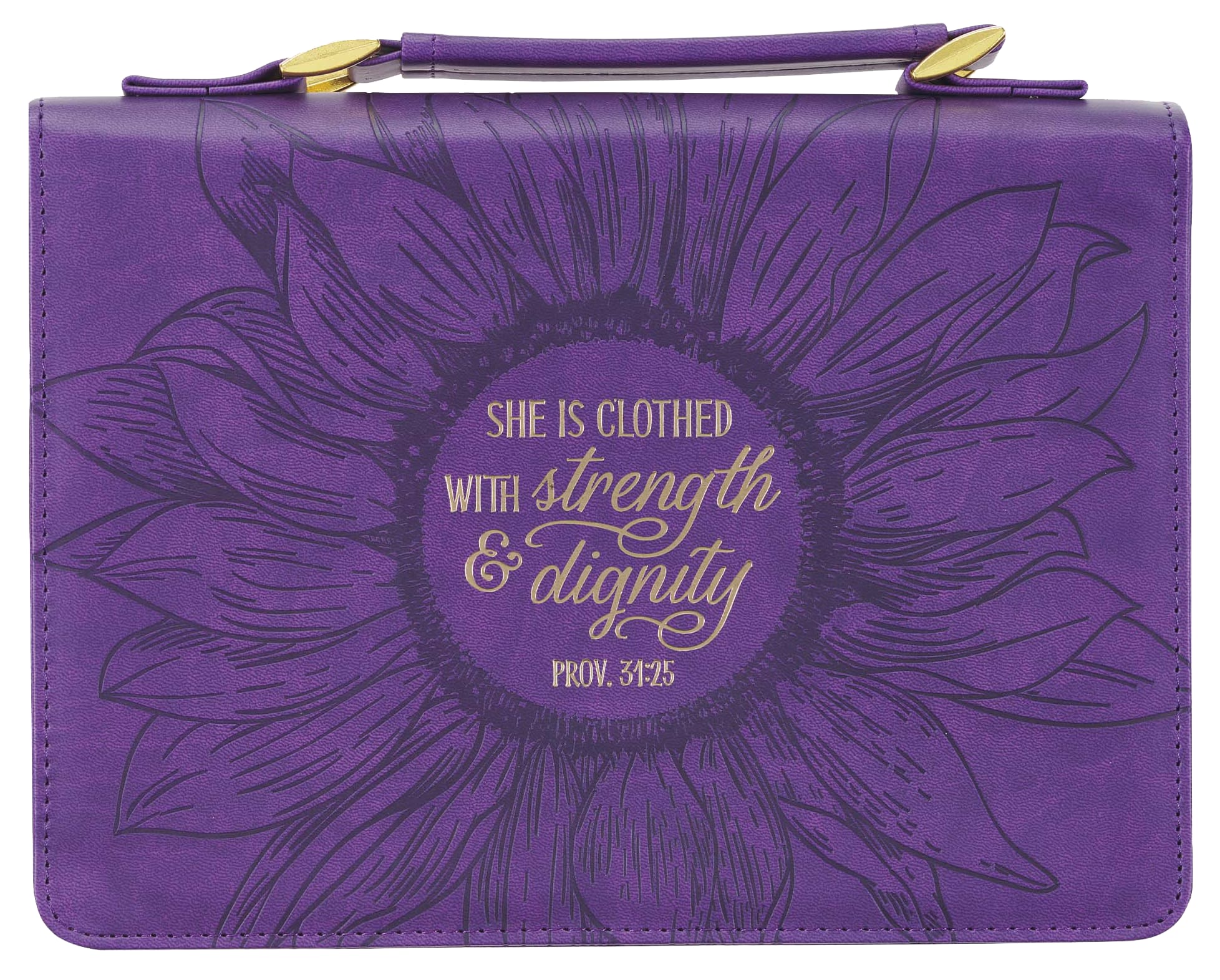 Bible Cover Large: She is Clothed Purple (Proverbs 31:25)