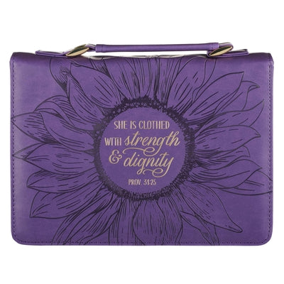 Bible Cover Medium: She is Clothed Purple (Proverbs 31:25)