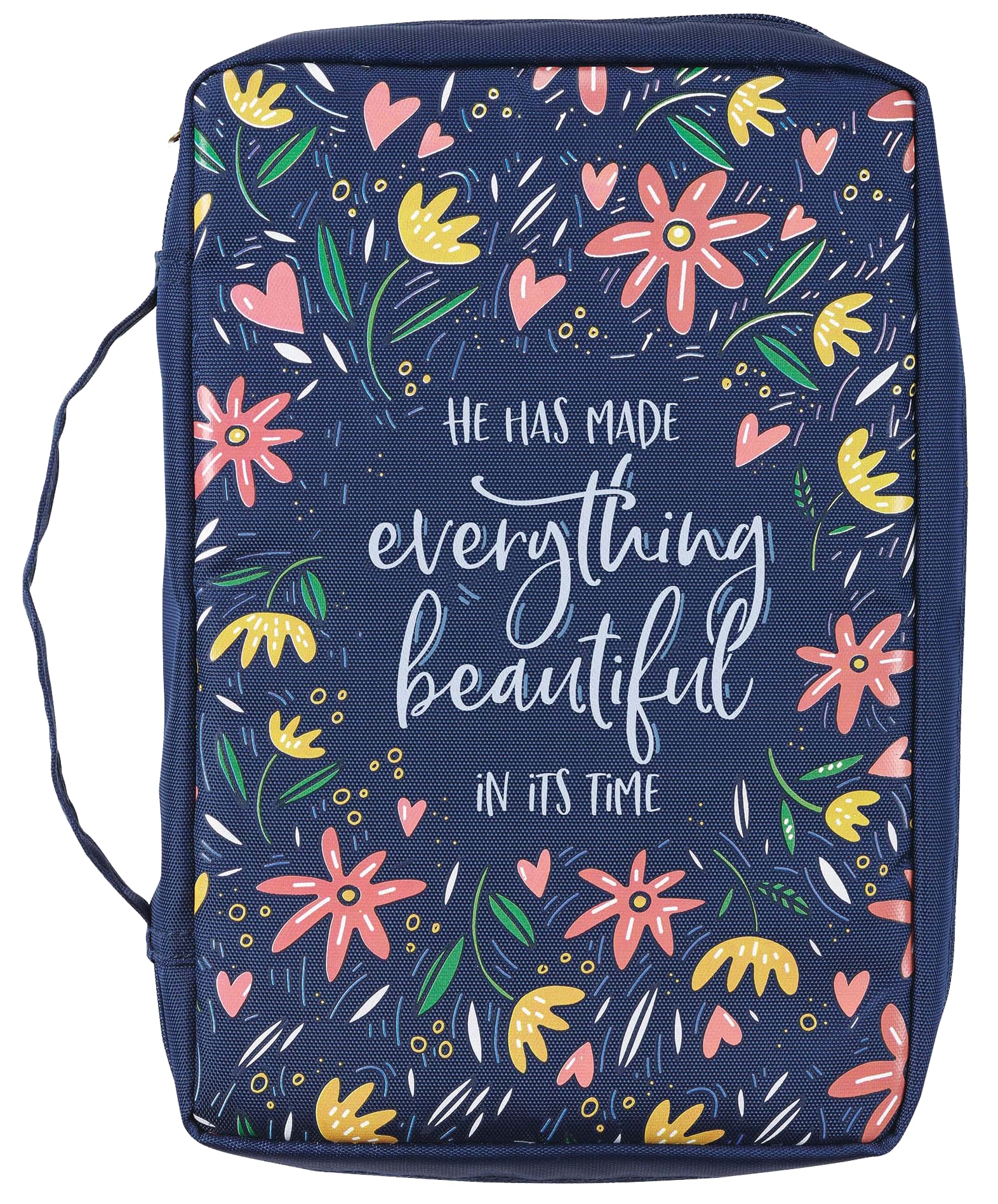 Bible Cover Large: Everything Beautiful Navy (Ecc. 3:11)