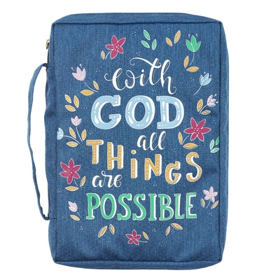 Bible Cover Medium: With God All Things Navy (Matthew 19:26)