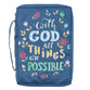 Bible Cover Medium: With God All Things Navy (Matthew 19:26)