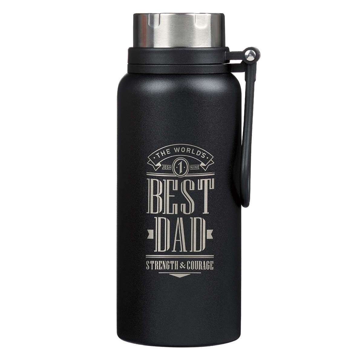 Water Bottle, Stainless Steel (946 ml): Best Dad, Joshua 1:9, Black