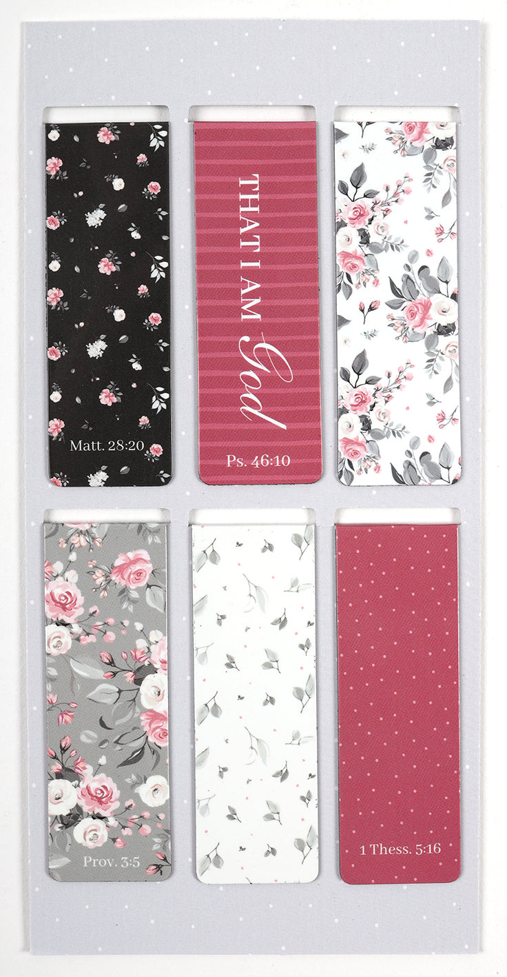 Bookmark Magnetic - set of 6: Pink Roses