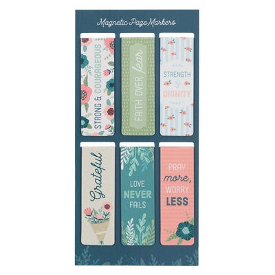 Bookmark Magnetic - set of 6: Floral Garden