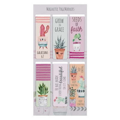 Bookmark Magnetic - set of 6: Grow in Grace, Succulents