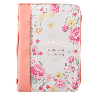 Bible Cover Extra Large: All Things Peach (Romans 8:28)