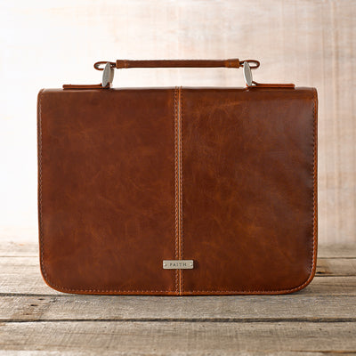 Bible Cover Extra Large: Faith Badge, Brown
