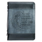 Bible Cover Classic, Be Strong & Courageous, Grey/Black Luxleather (Joshua 1:9)