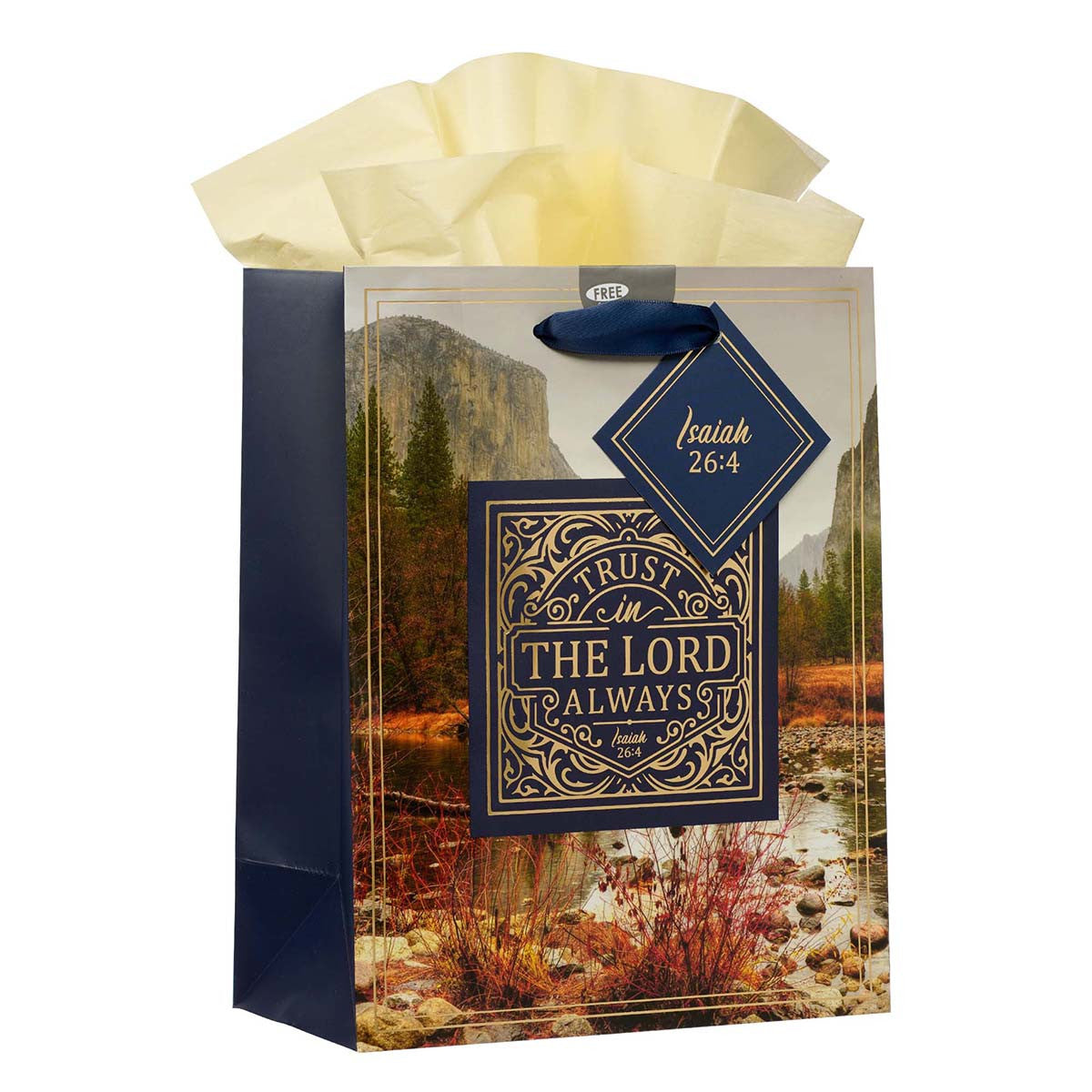 Gift Bag Medium: Trust in the Lord Always Navy (Isaiah 26:4)