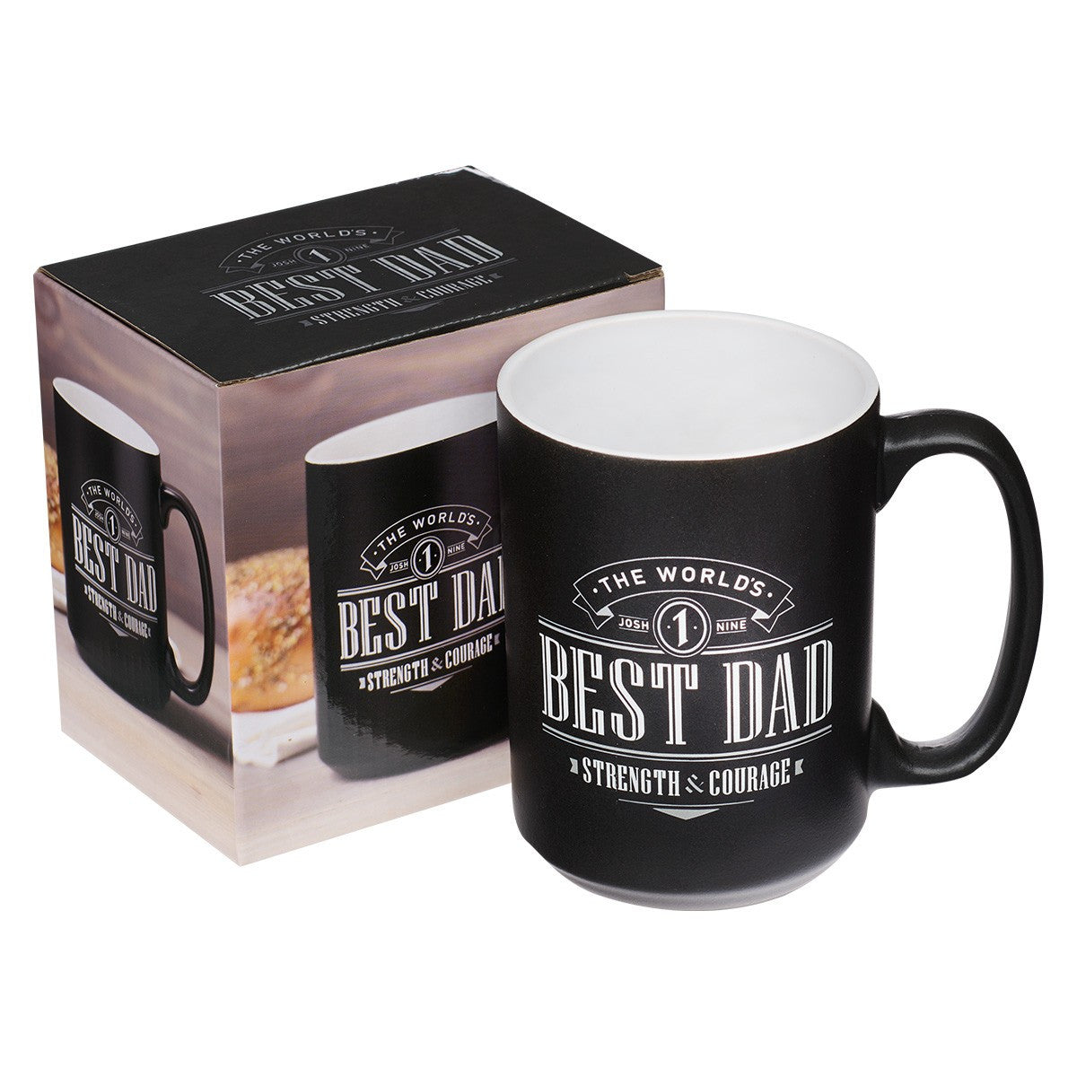 Ceramic Mug: Best Dad (Joshua 1:9) Black (414 Ml)