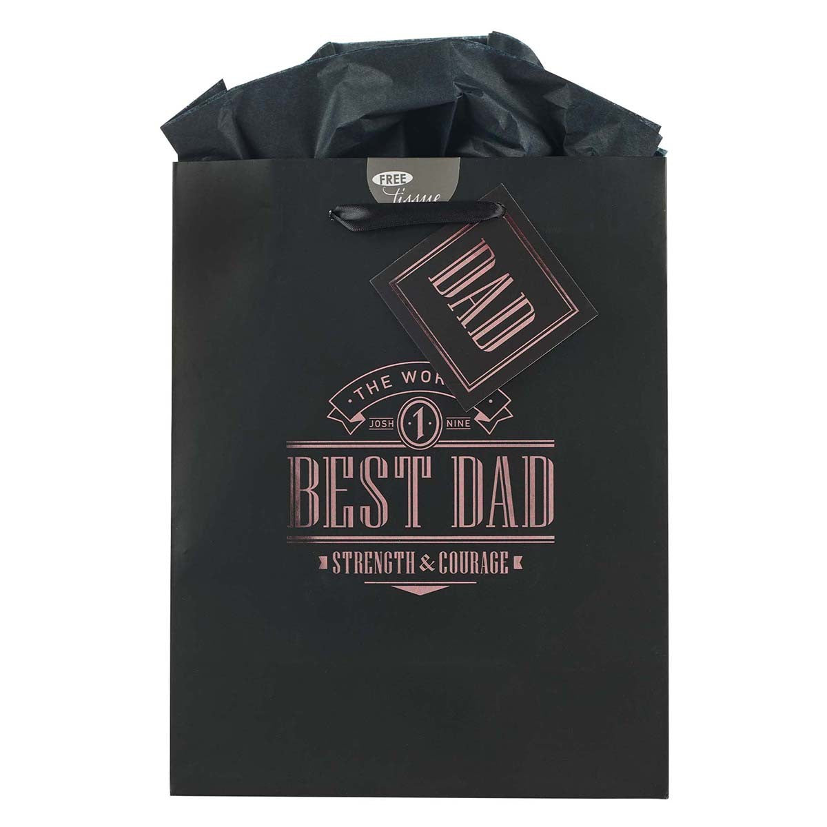 Gift Bag Medium: Best Dad Black (Joshua 1:9)