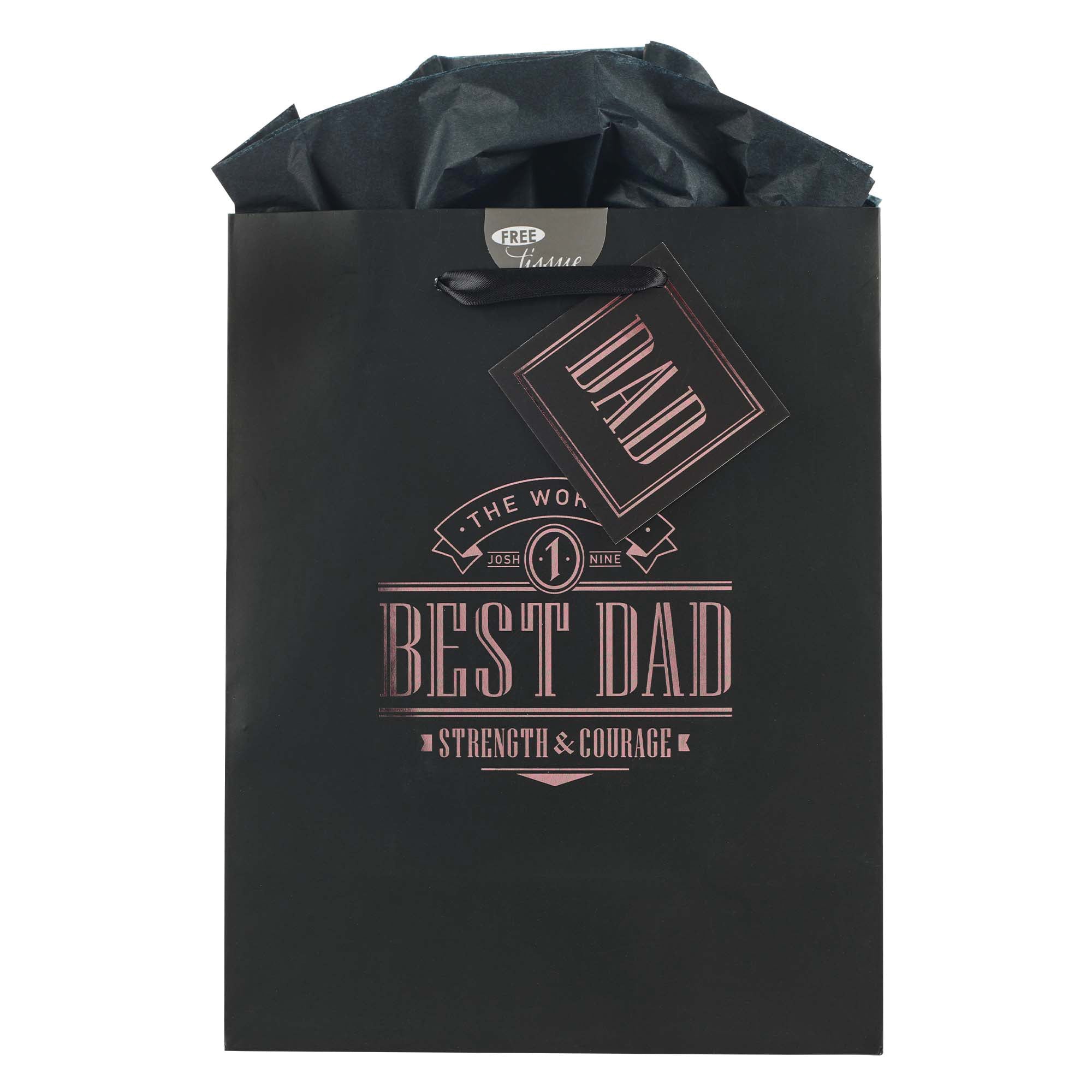 Gift Bag Medium: Best Dad Black (Joshua 1:9)