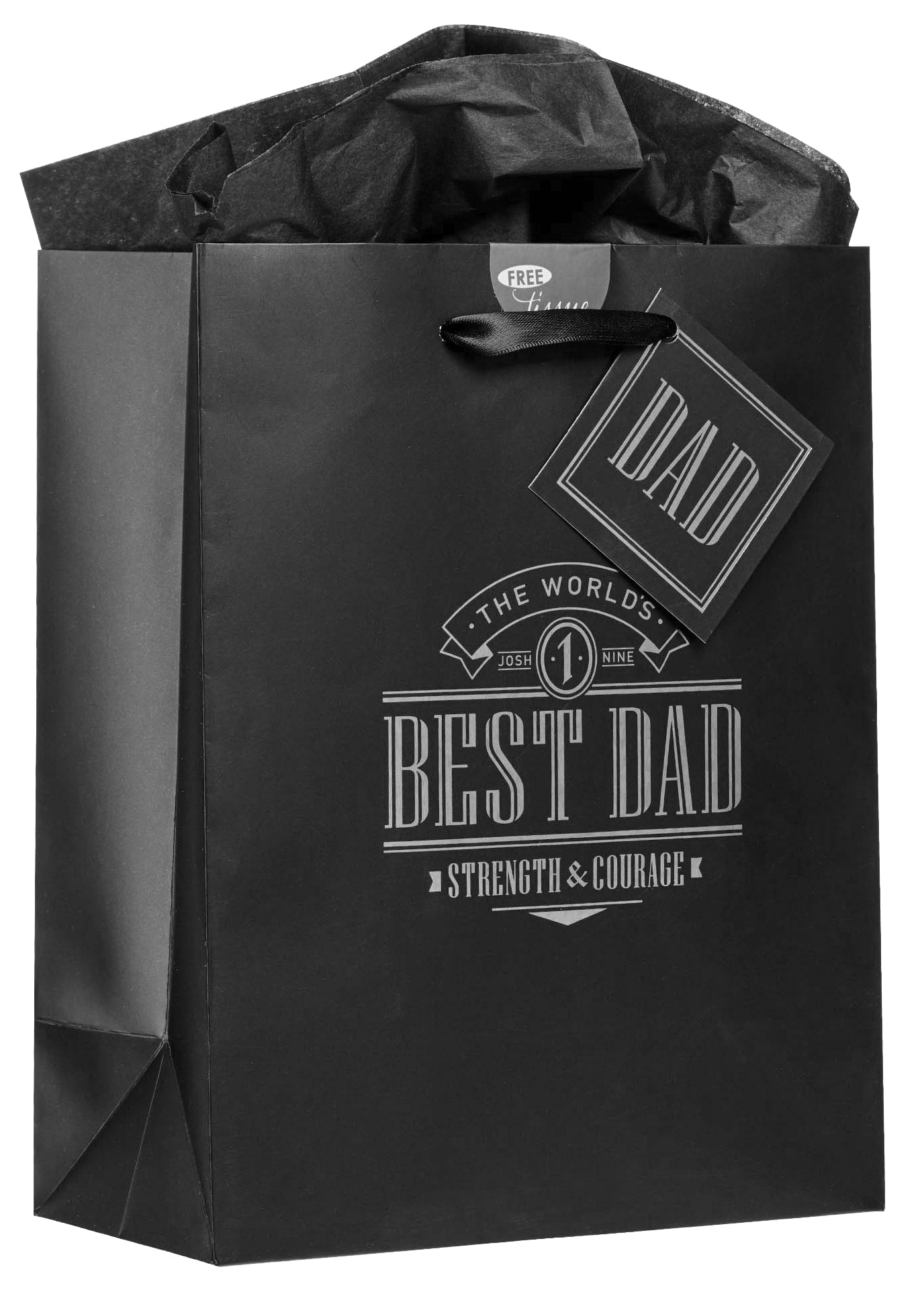Gift Bag Medium: Best Dad Black (Joshua 1:9)