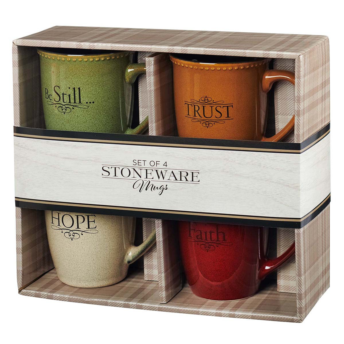 Ceramic Mugs (Set Of 4) 384 ML: Faith, Trust, Hope, Be Still